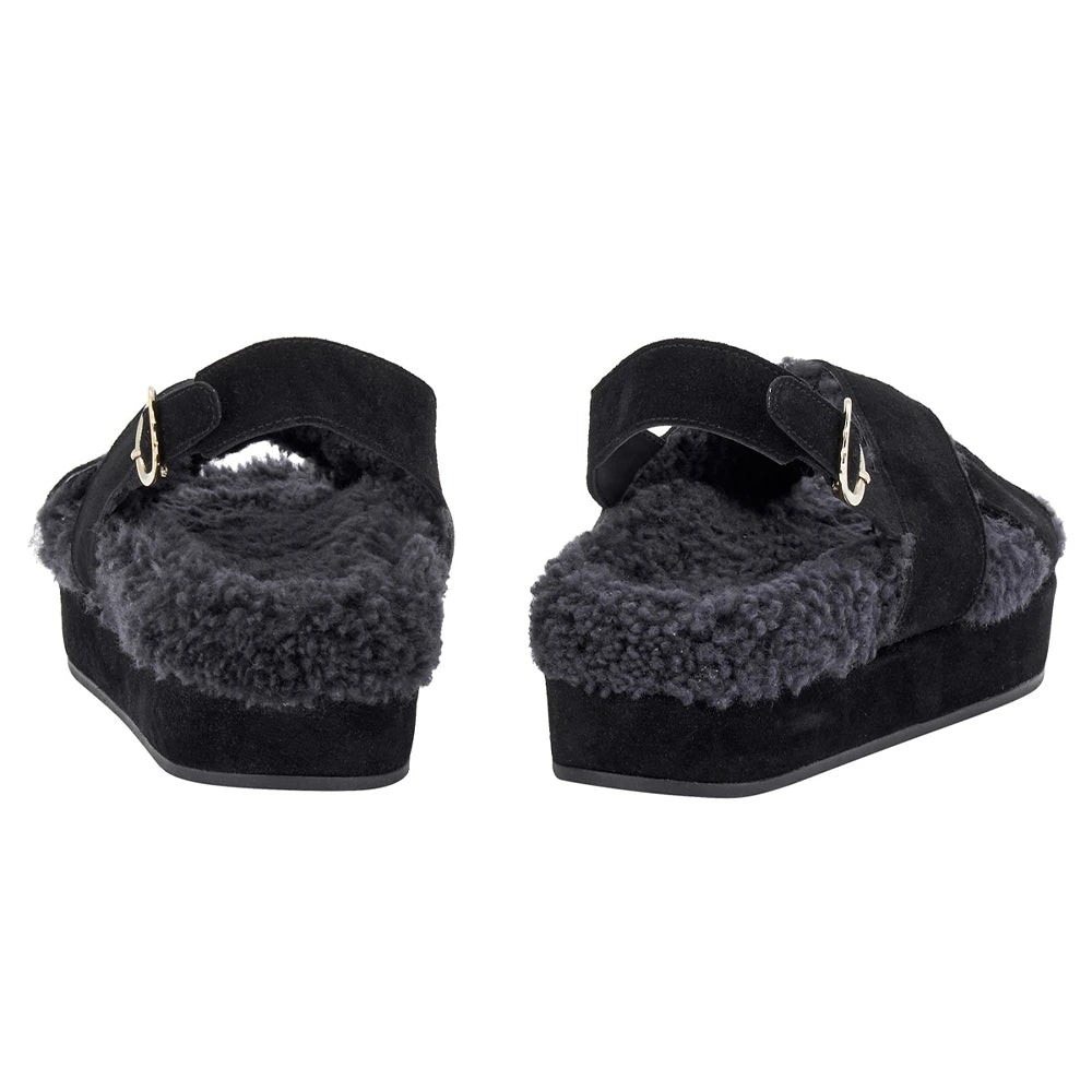 Parnassos Shearling All Black sandals back