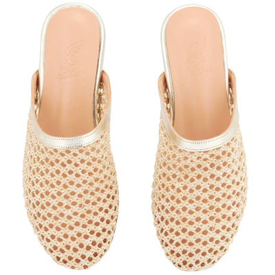 The Slipper Raffia Nat/Platinum top