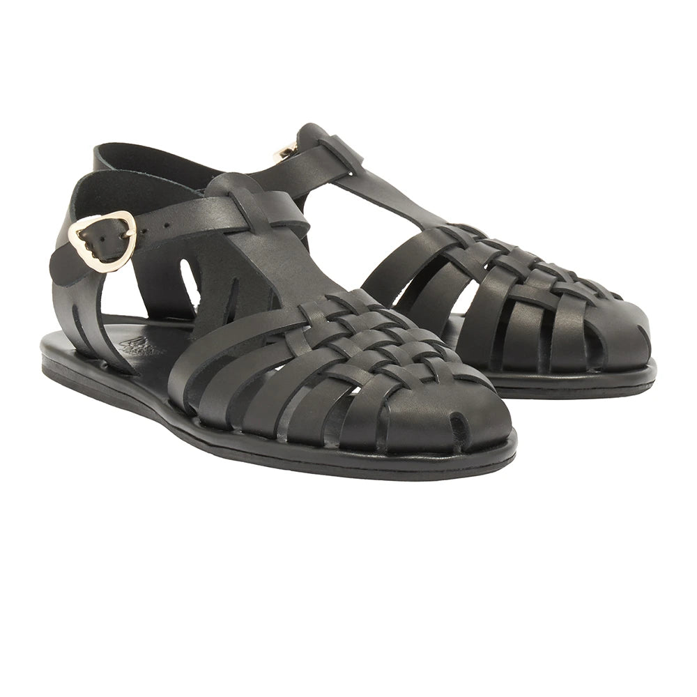 Karina Leather Black sandals 3-4