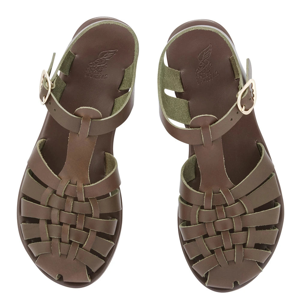 Karina Leather Khaki sandals top