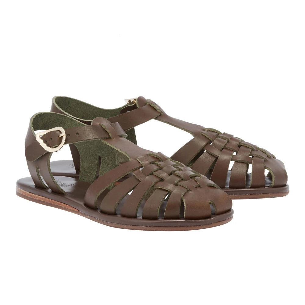 Karina Leather Khaki sandals 3-4