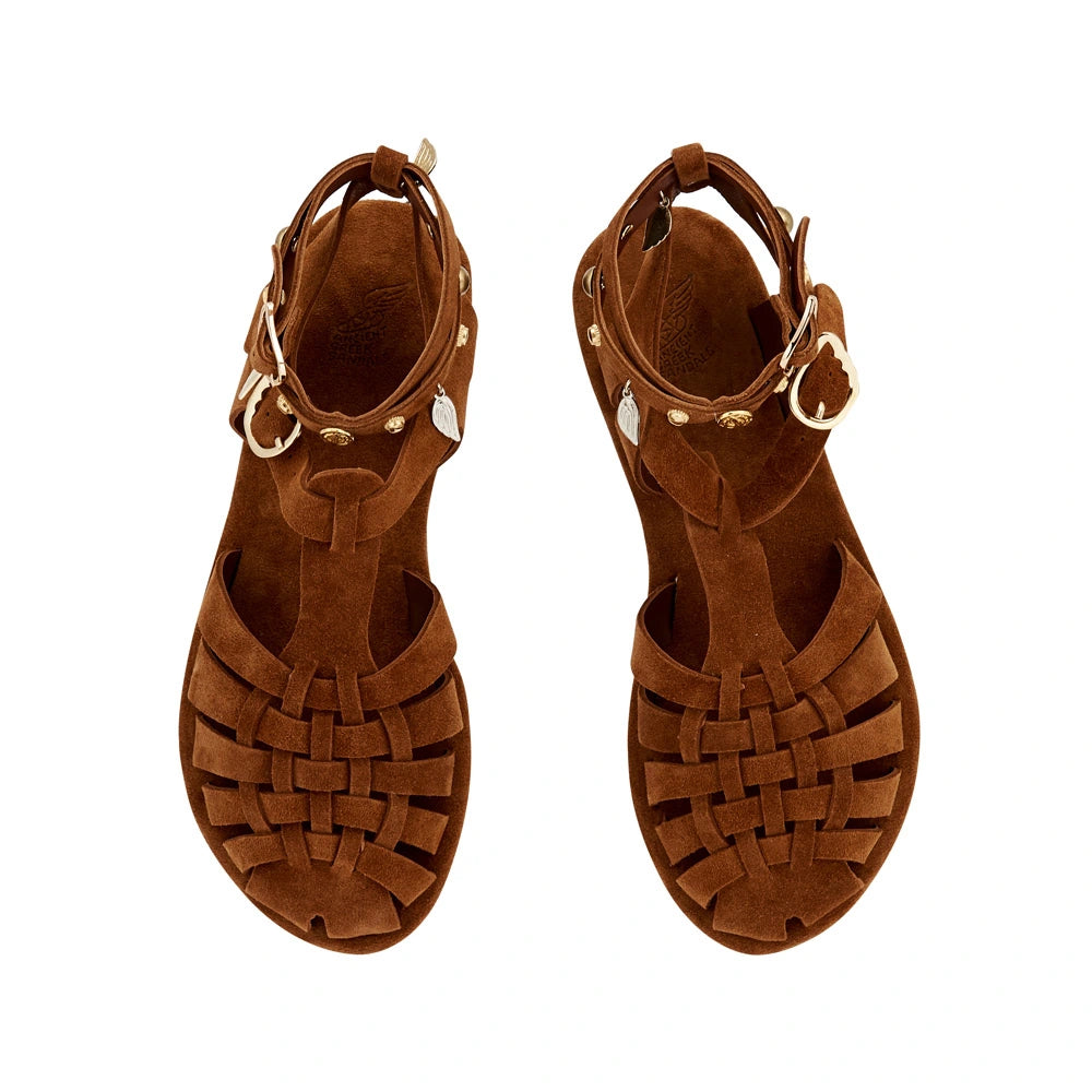 Karina Shells Suede Rust sandals top