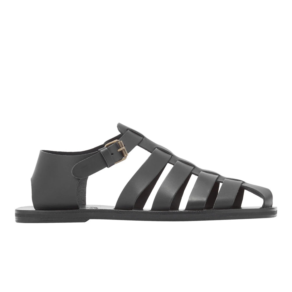 Nestoras Leather Black sandals side