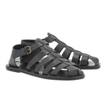 Nestoras Leather Black sandals 3-4