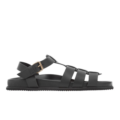 Ektoras Footbed Leateher Black sandals side