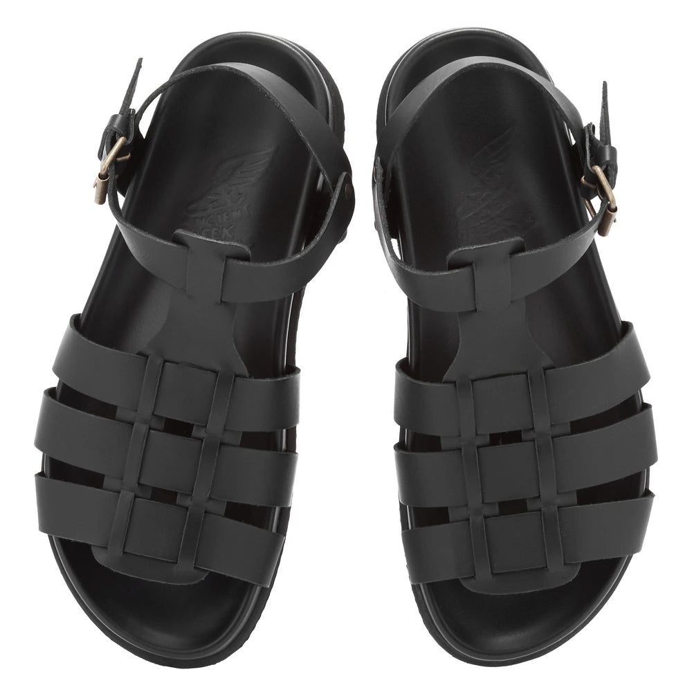 Ektoras Footbed Leateher Black sandals top