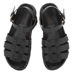 Ektoras Footbed Leateher Black sandals top