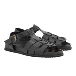 Ektoras Footbed Leateher Black sandals 3-4