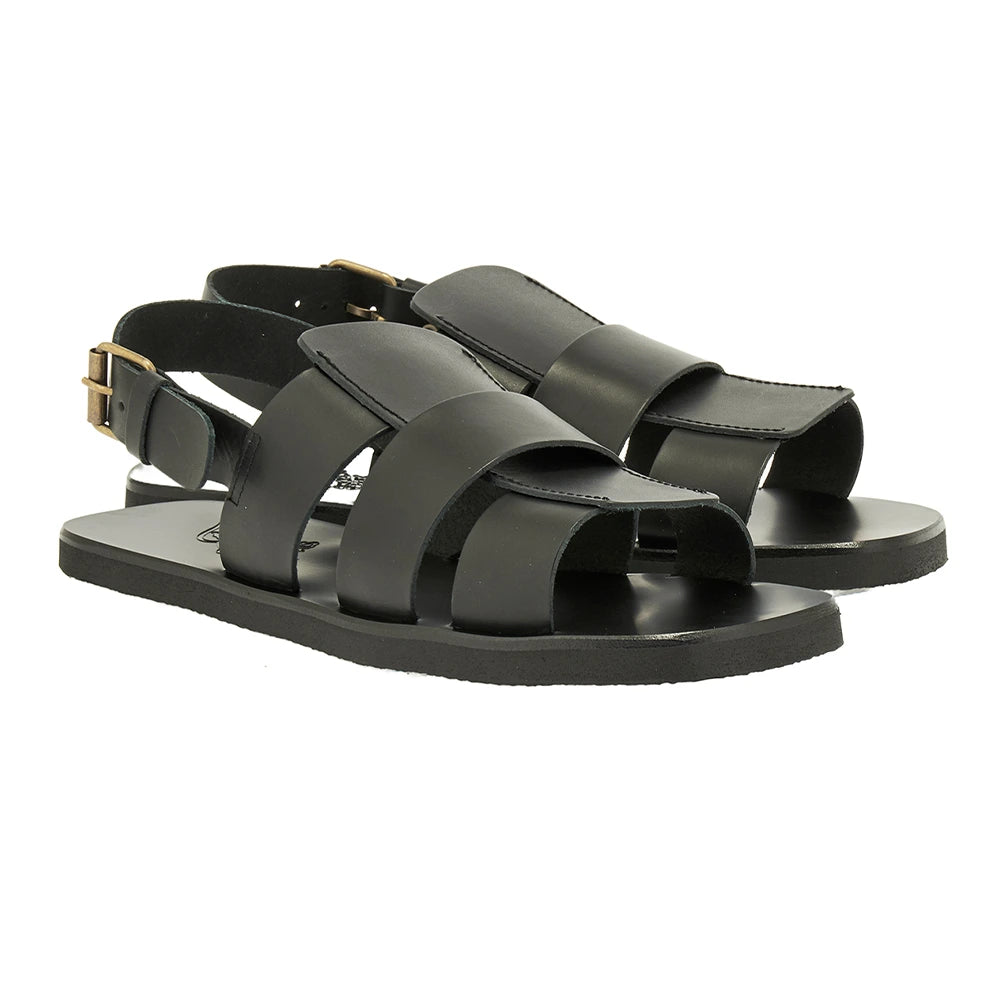 Thanos Leather Black sandals 3-4