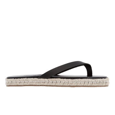 Solon Espadrille Leather Black sandals side
