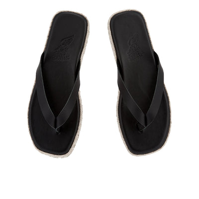 Solon Espadrille Leather Black sandals top