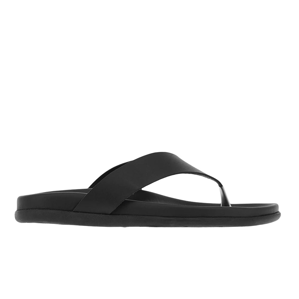 Charys Footbed Leather All Black sandals side