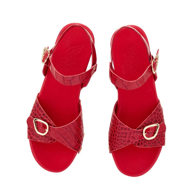 Irini Clog  Croc Leather Red sandals top