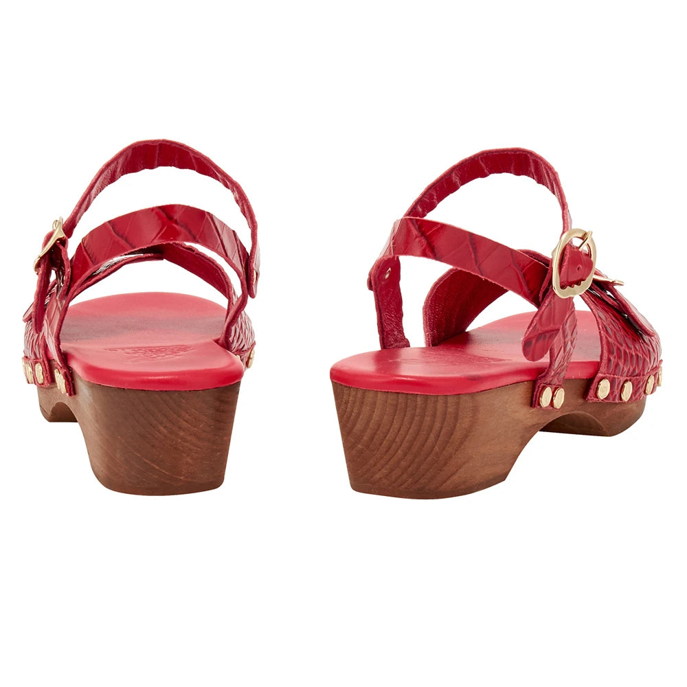 Irini Clog  Croc Leather Red sandals back