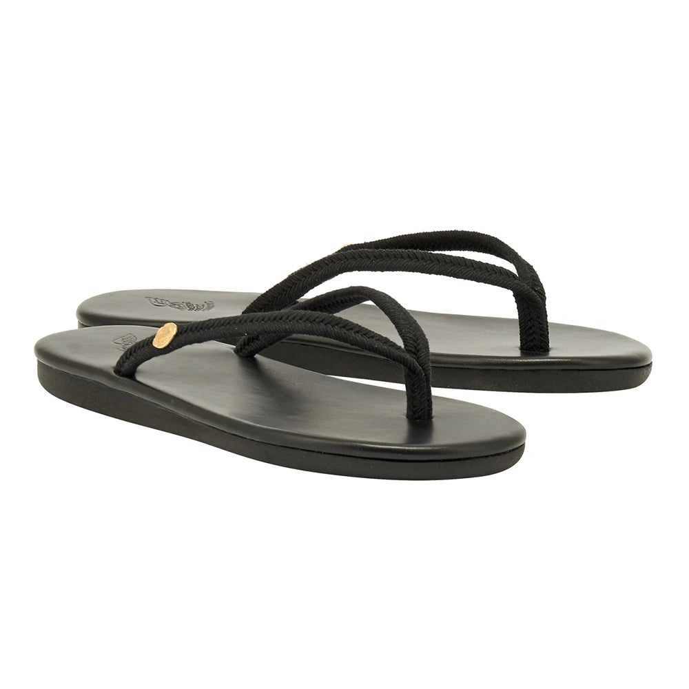 Saionara Rope/Leather Black sandals 3-4