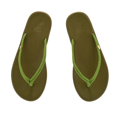 Saionara Rope/Leather Green sandals top