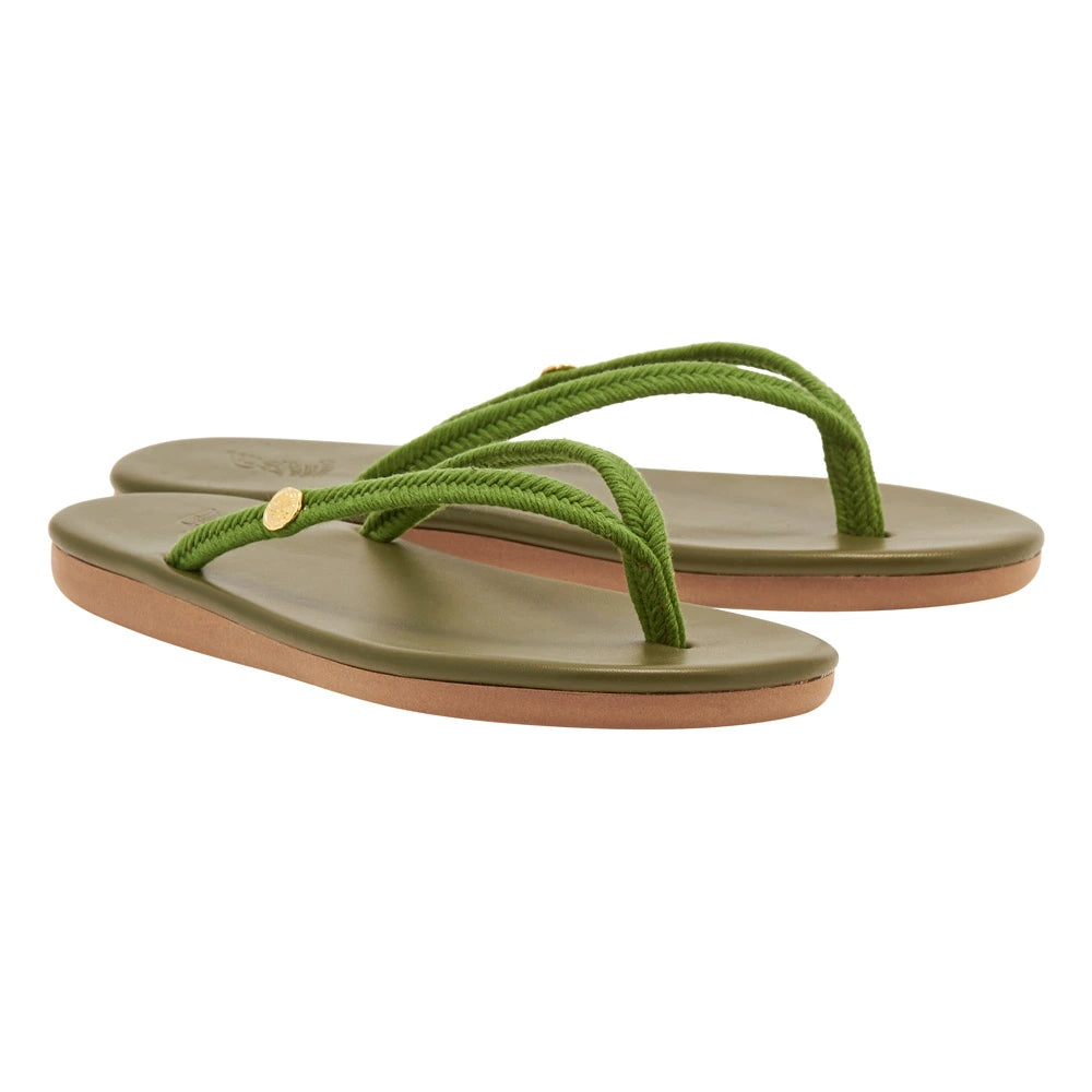 Saionara Rope/Leather Green sandals 3-4