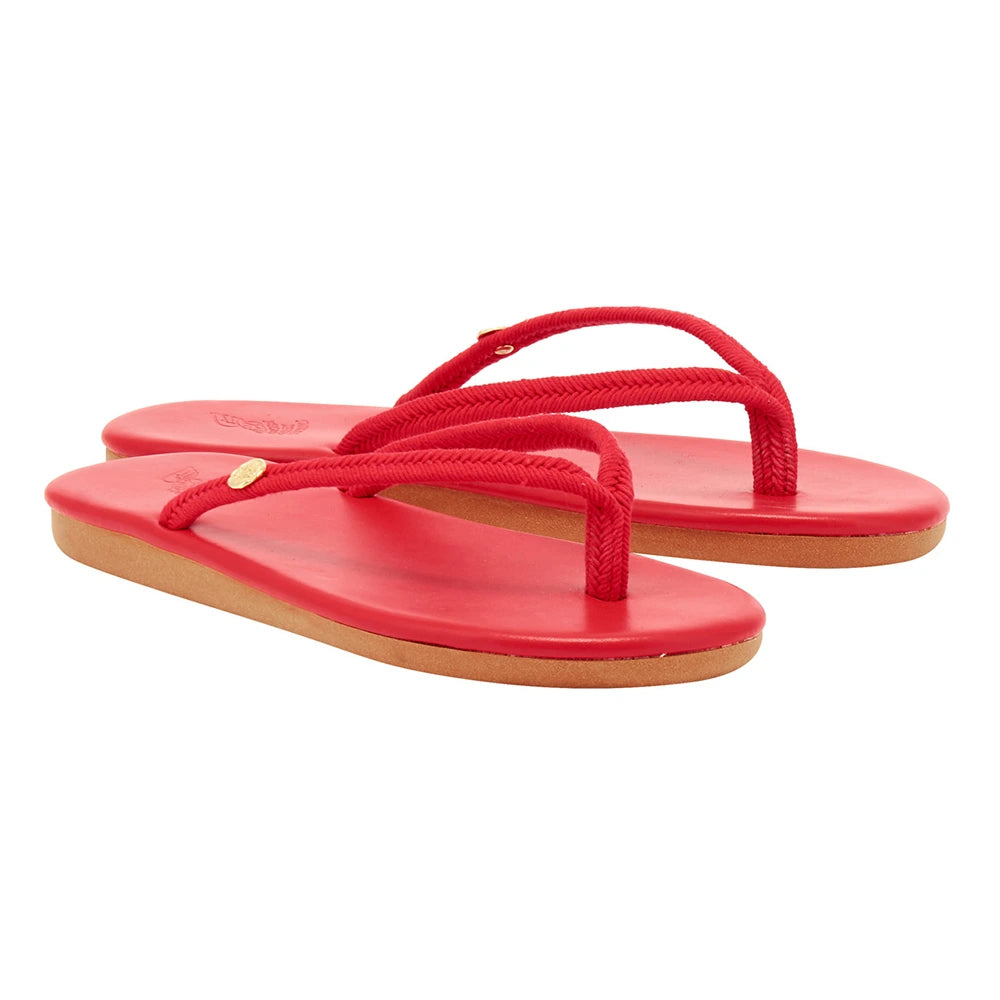 Saionara Rope/Leather Red sandals 3-4