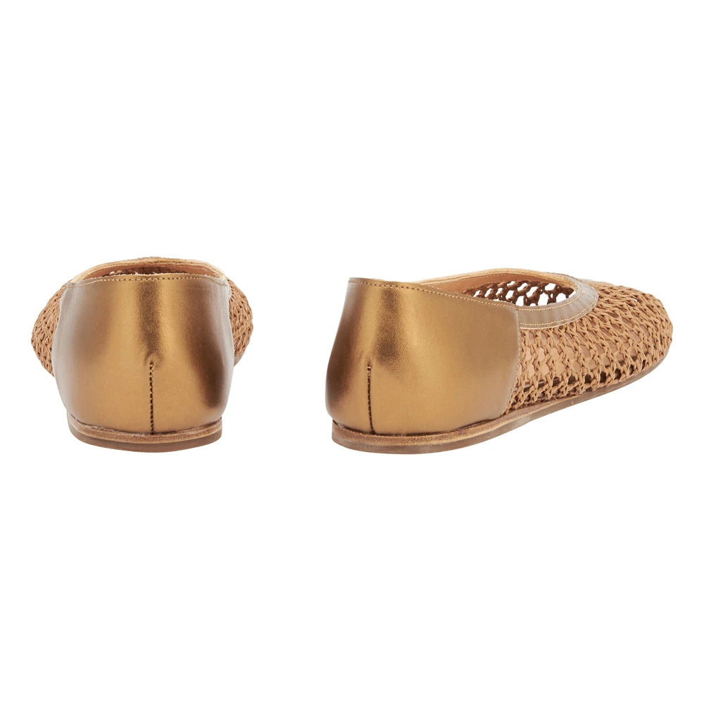 Aeropi Ballet Flat Raffia Bronze back