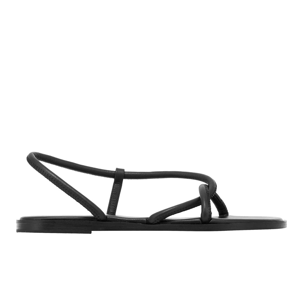 Bomba Leather Black sandals side