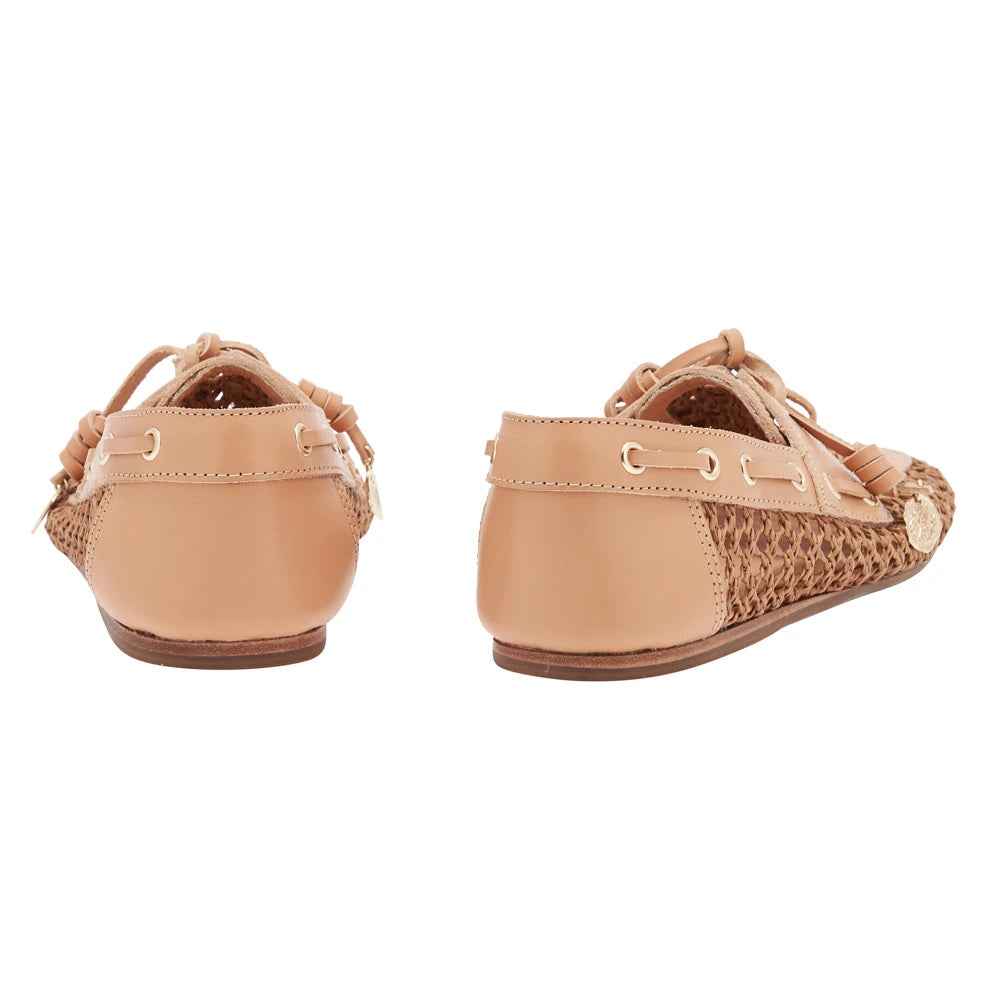 Pliaria Boat Shoe Raffia Brown back