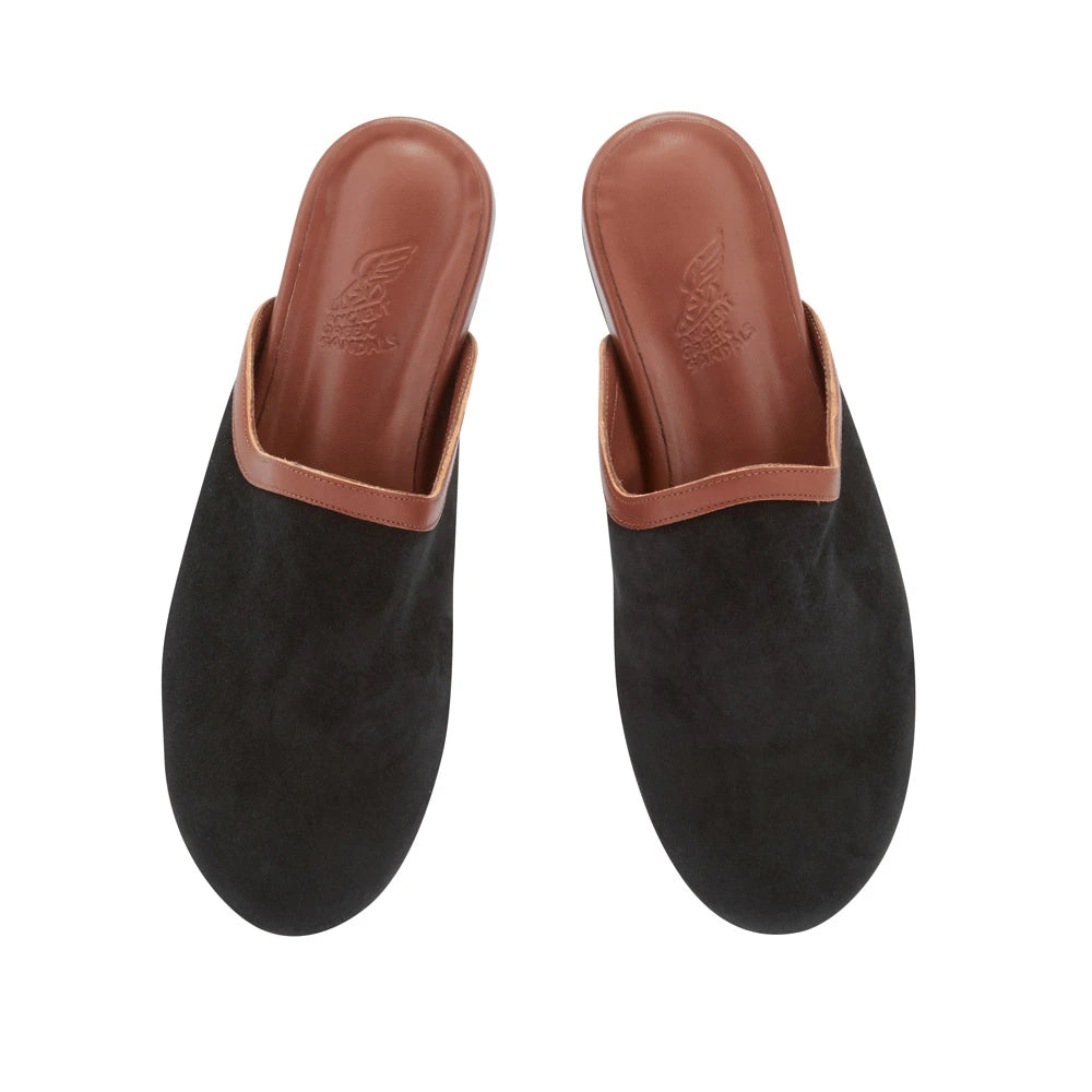 Thelma Suede Black/Cotto slipper top view