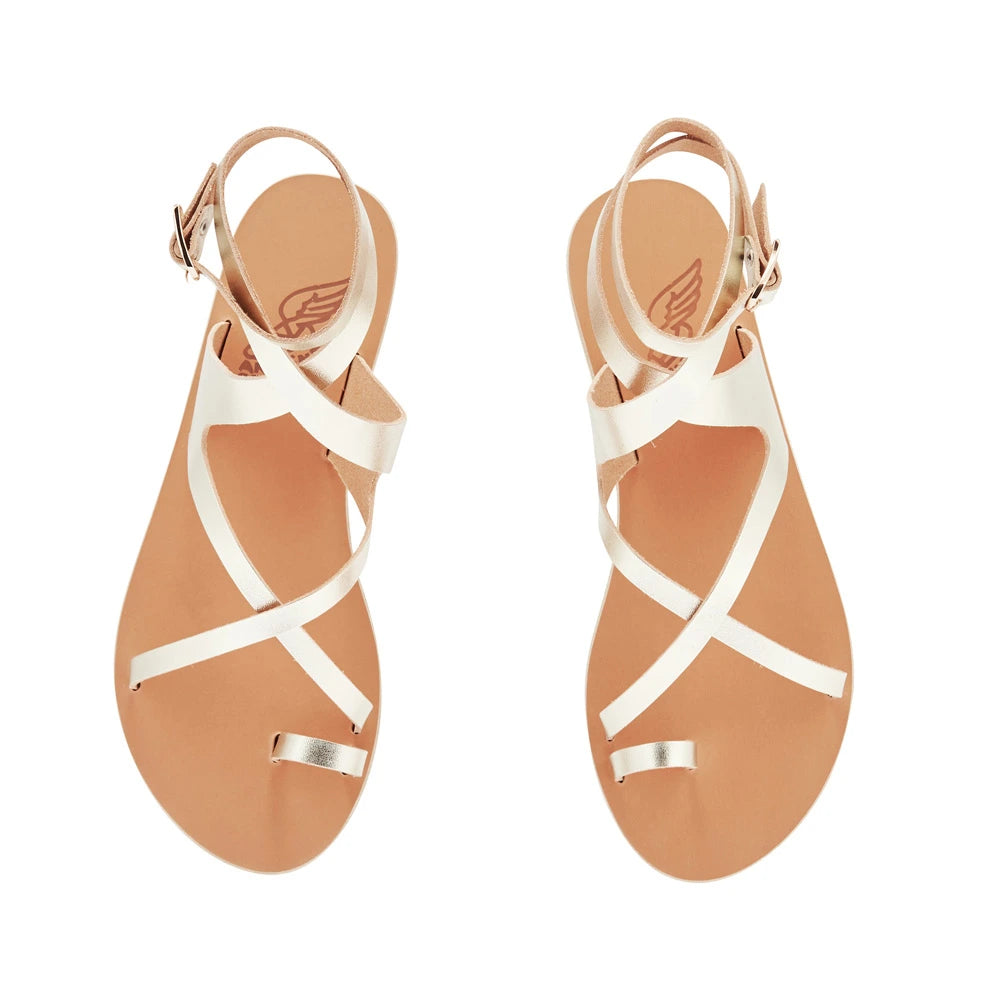 Demi Leather Platinum sandals top