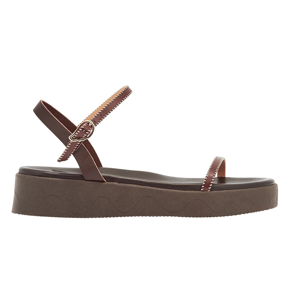 Irida Stitch Brown/Off White sandals side