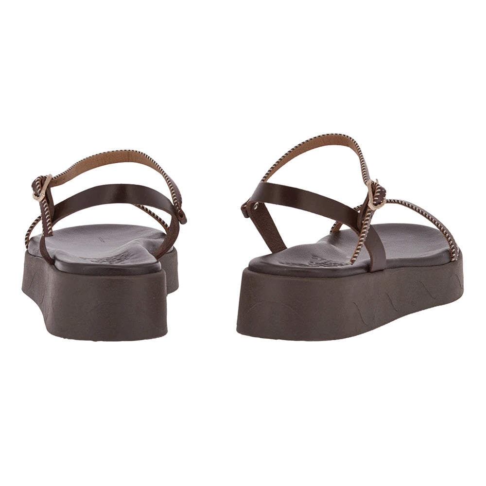 Irida Stitch Brown/Off White sandals back
