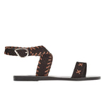 Ifigenia Stitch Suede Black sandals side
