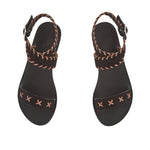 Ifigenia Stitch Suede Black sandals top