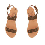 Ifigenia Stitch Suede Khaki sandals top