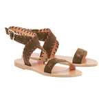 Ifigenia Stitch Suede Khaki sandals 3-4
