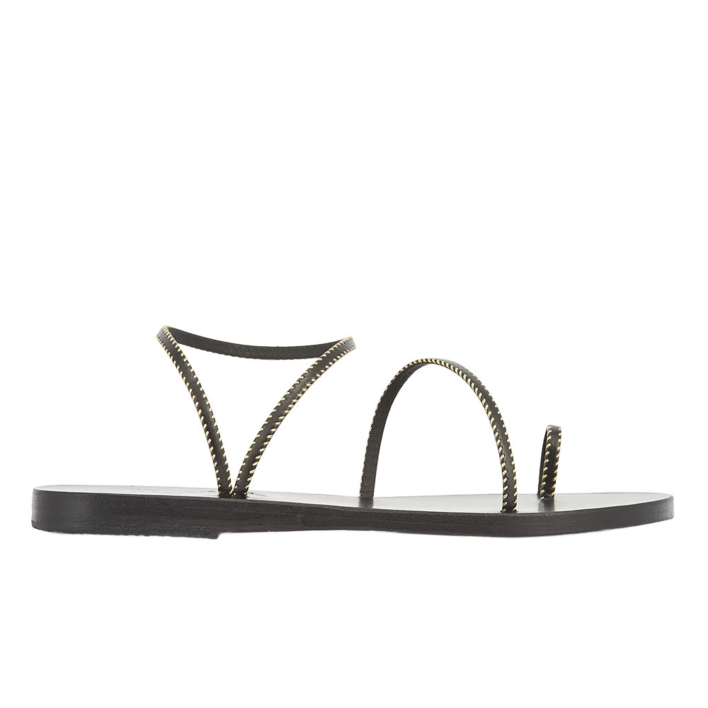Eleftheria Stitch  Leather Black sandals side