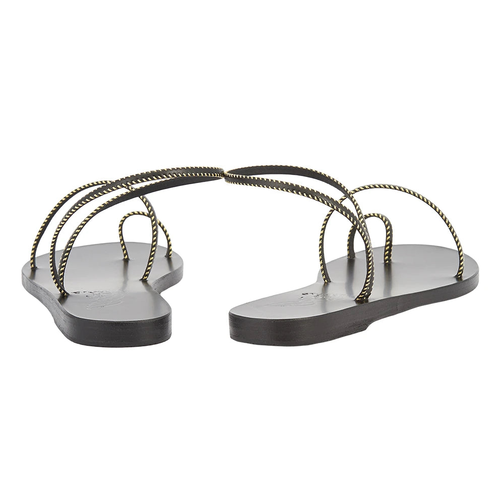 Eleftheria Stitch  Leather Black sandals back