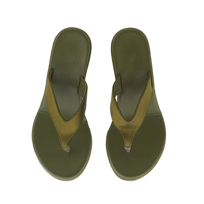 Elyria Satin Khaki sandals top