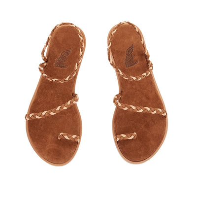Elevated Eleftheria Suede Rust sandals top