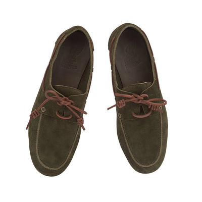 Pliario Suede Leather Olive boat shoes top