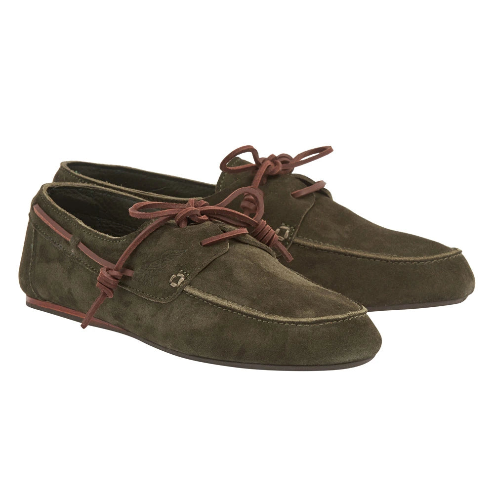 Pliario Suede Leather Olive boat shoes 3-4