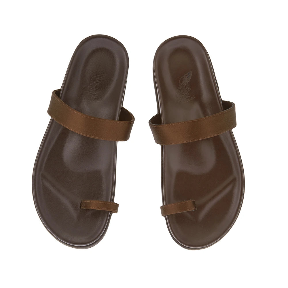 Thalia Footbed satin Brown top view