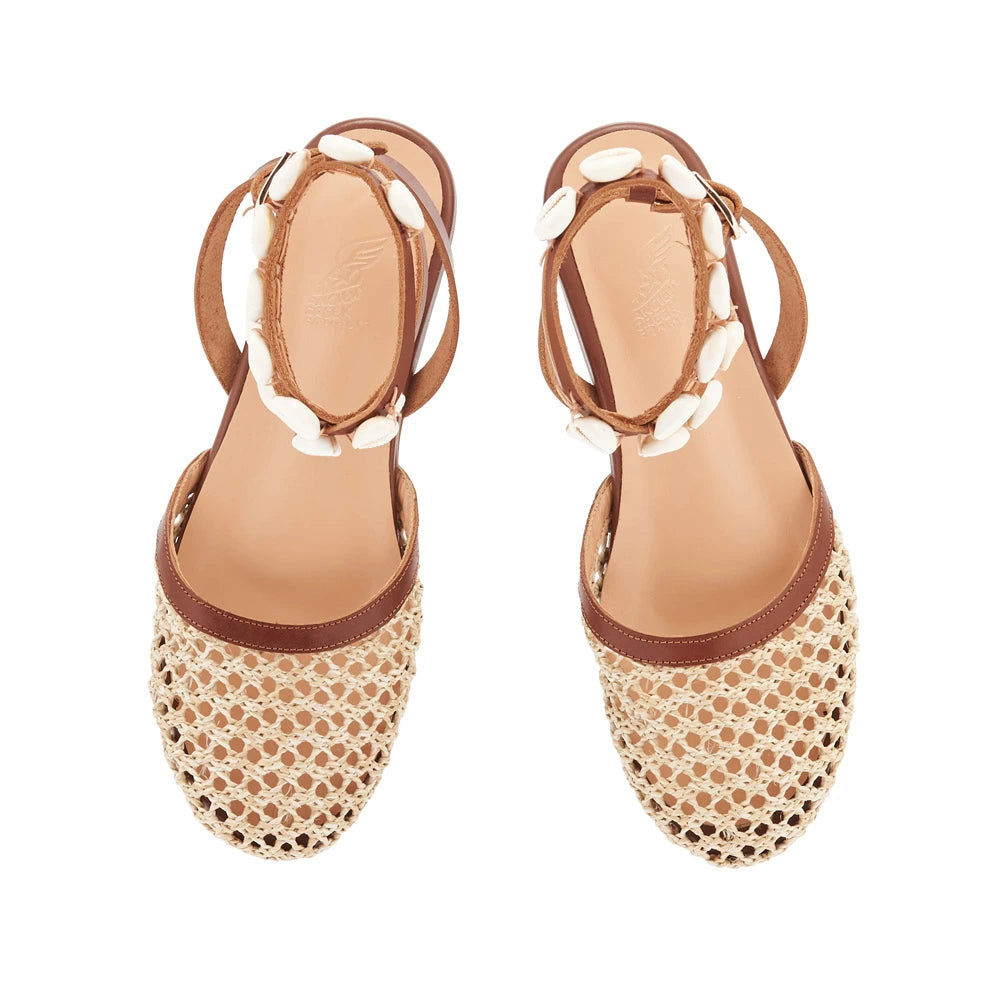 Filothea Shells Raffia Natural sandals top