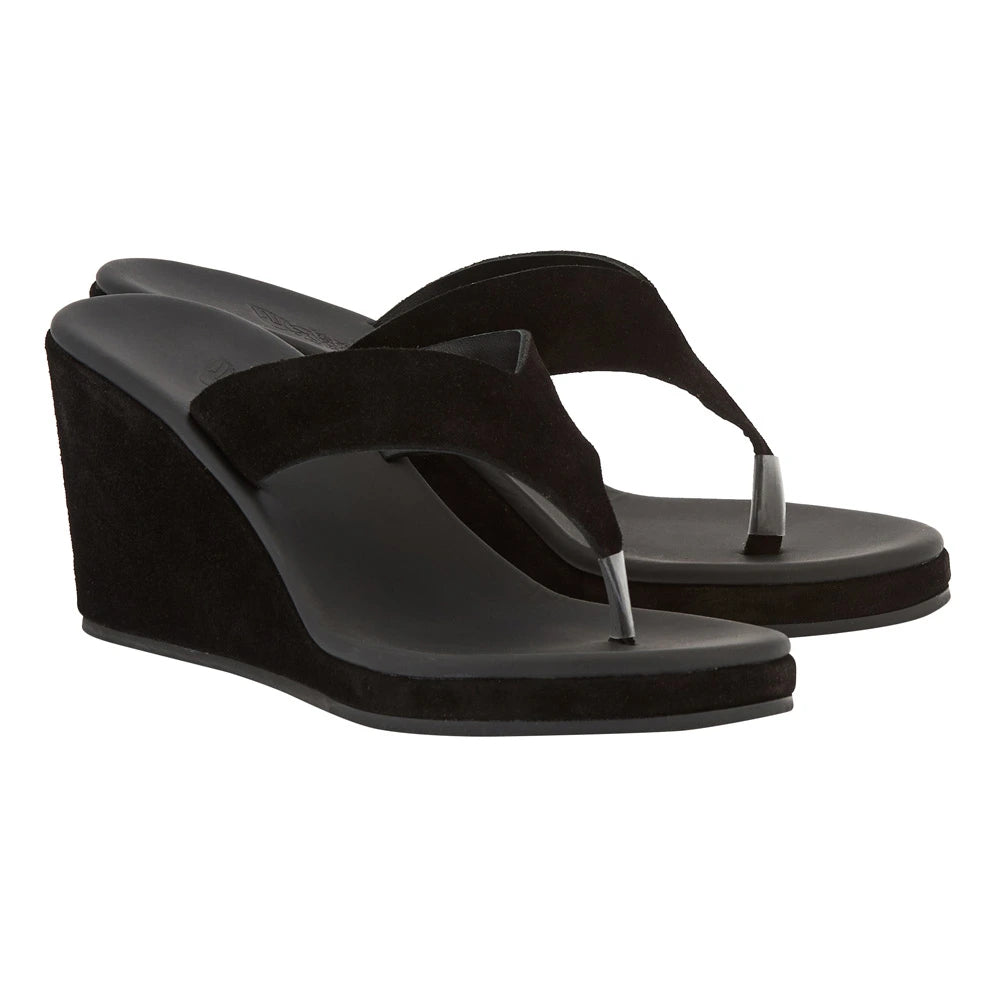 Charys Wedge Suede Black sandals 3-4