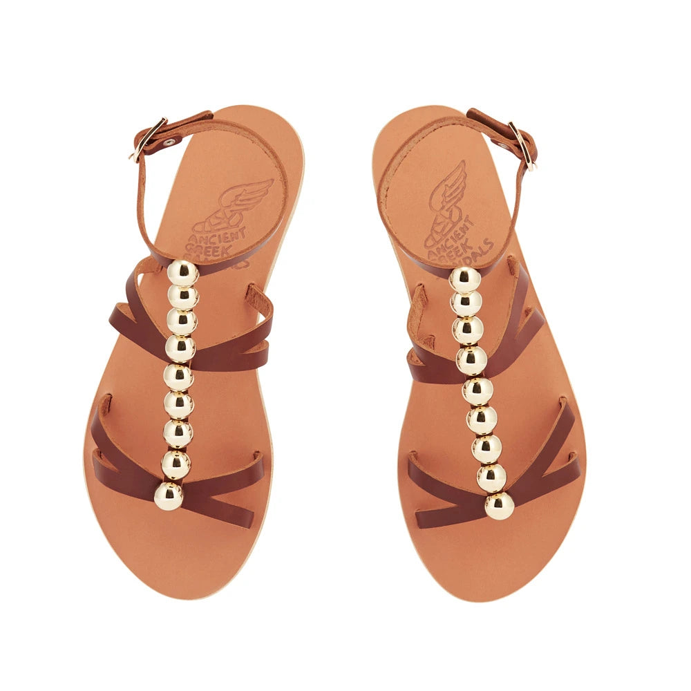 Akrivi Leather Cotto sandals top