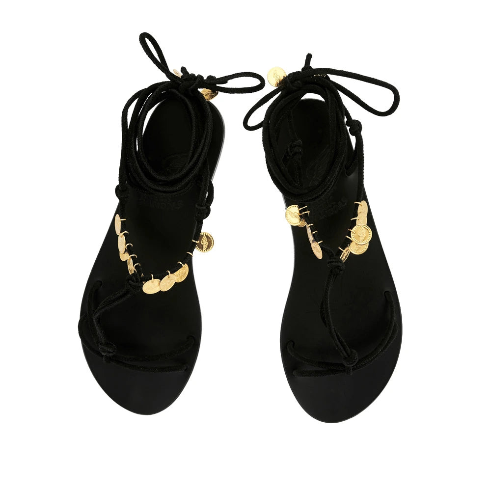 Erika Coins Suede Black sandals top