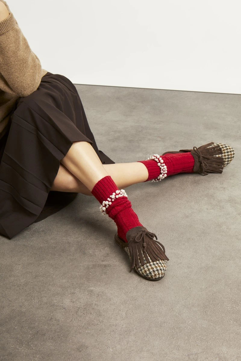 Thelma Fringe Tweed Brown