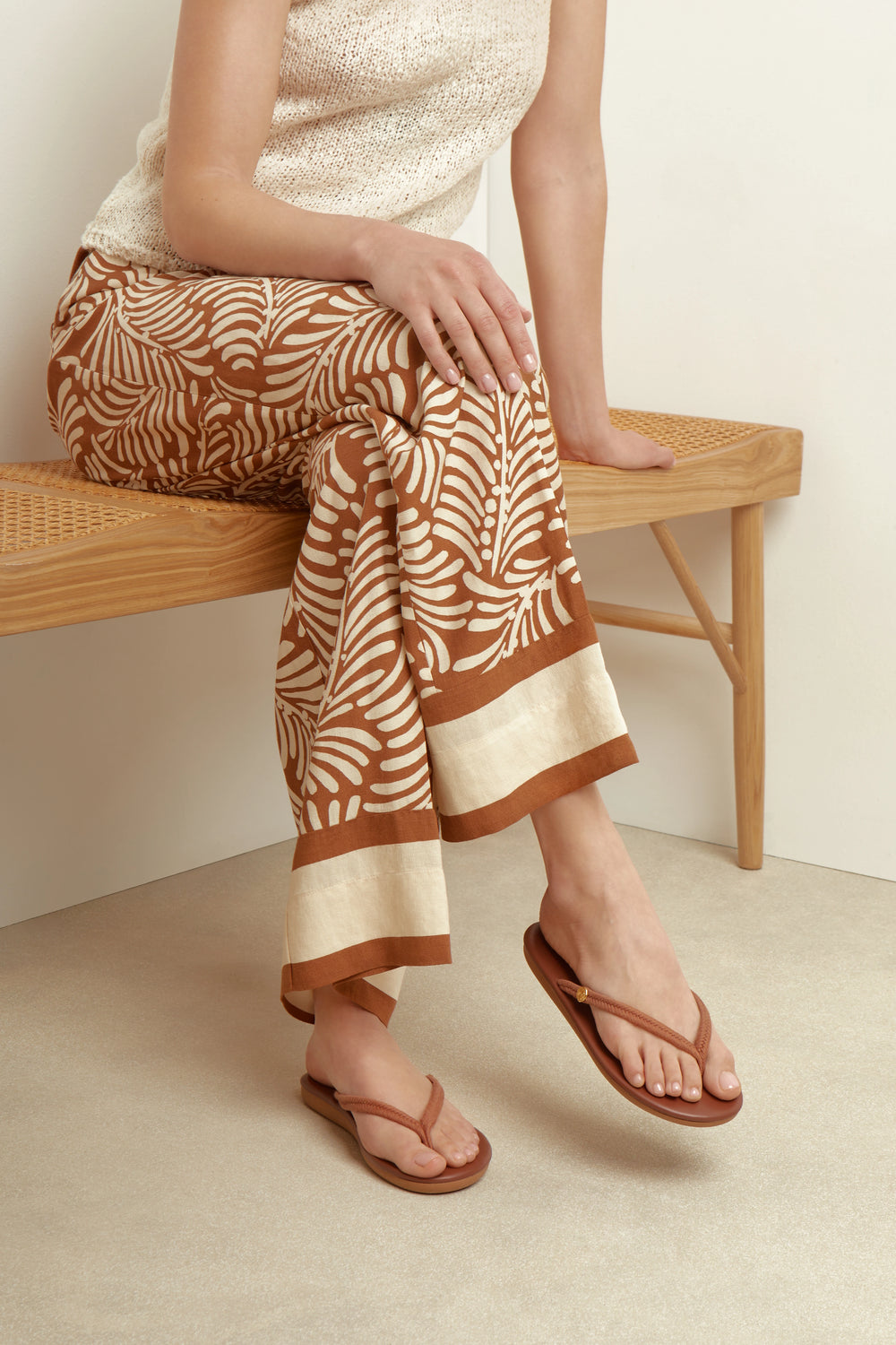 Saionara Rope/Leather Tan sandals