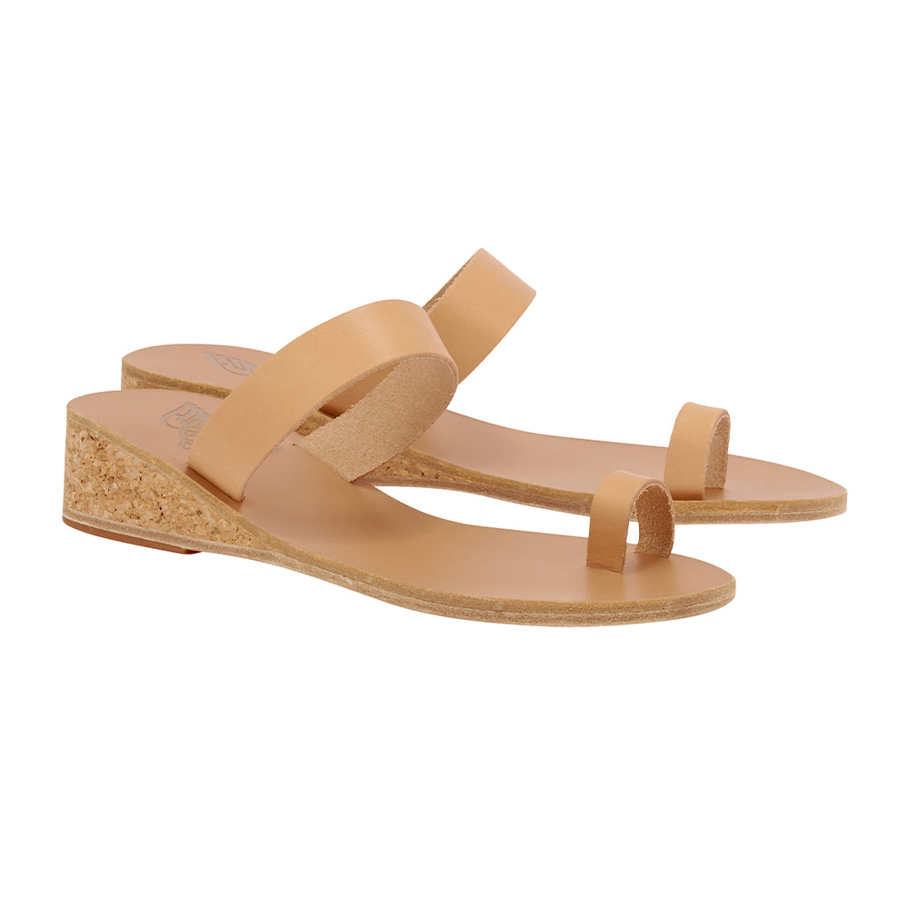 Thalia Wedge Leather Natural – Ancient Greek Sandals