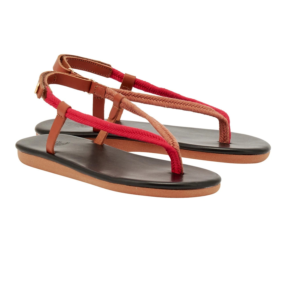 Zoi Cord/Leather Red sandals 3-4