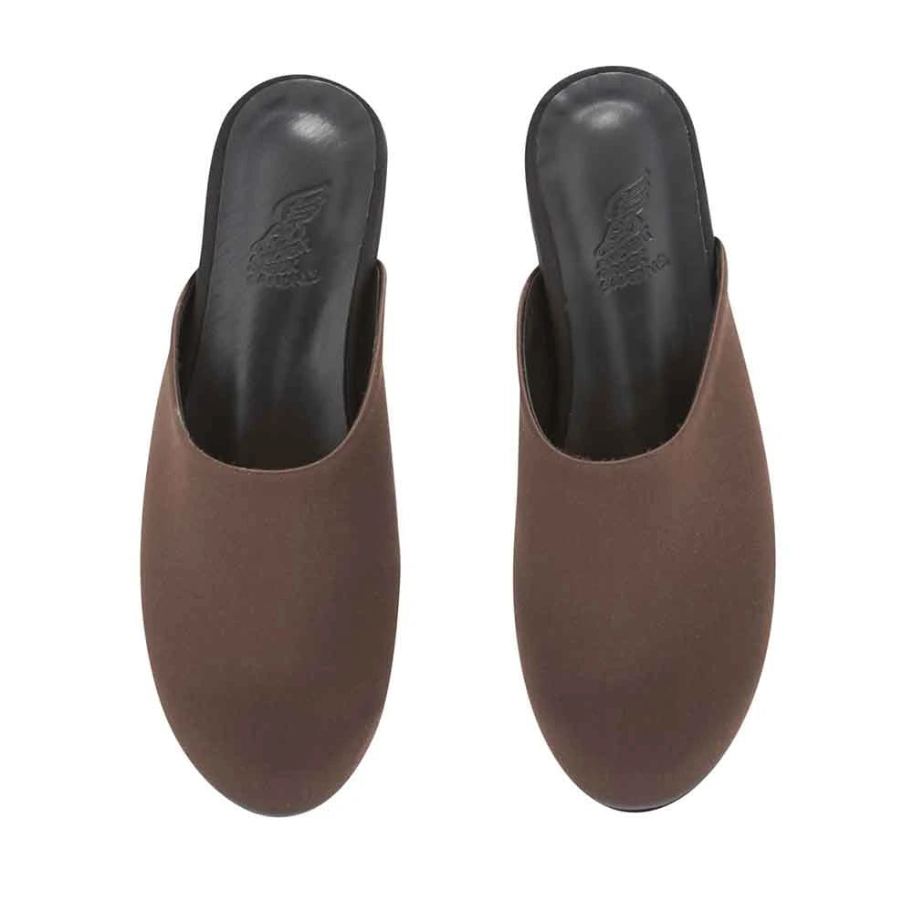 The Slipper Satin Brown/Black top view