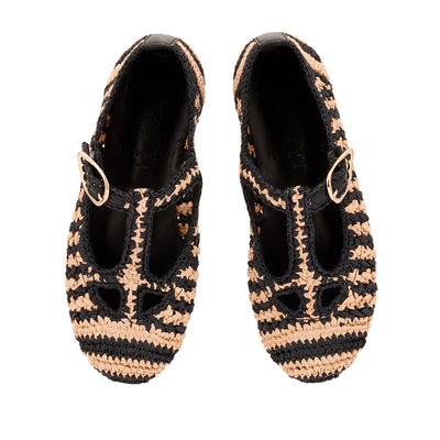 Women Shoe Raffia Black/Natural